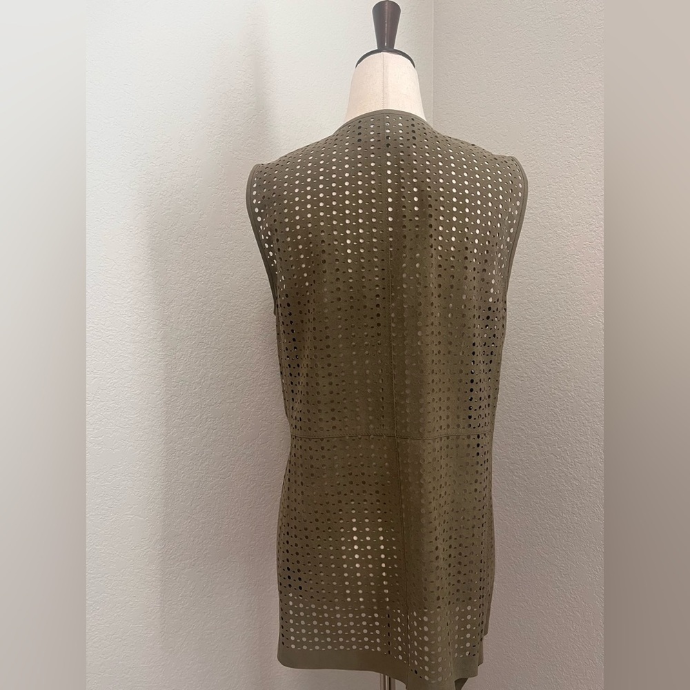 Lafayette 148 New York Olive Green Perforated Vest - Picture 4 of 10